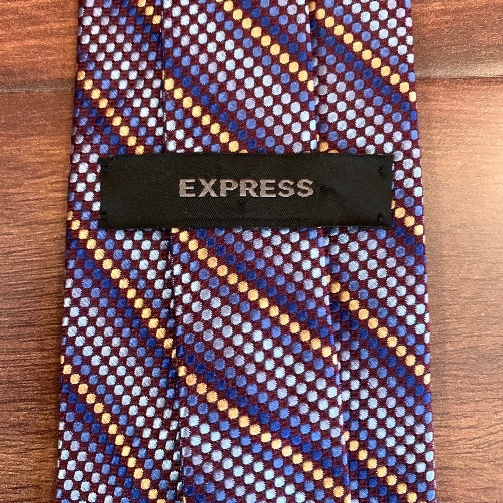 Express Purple and Gold Striped Tie - Picture 4 of 9